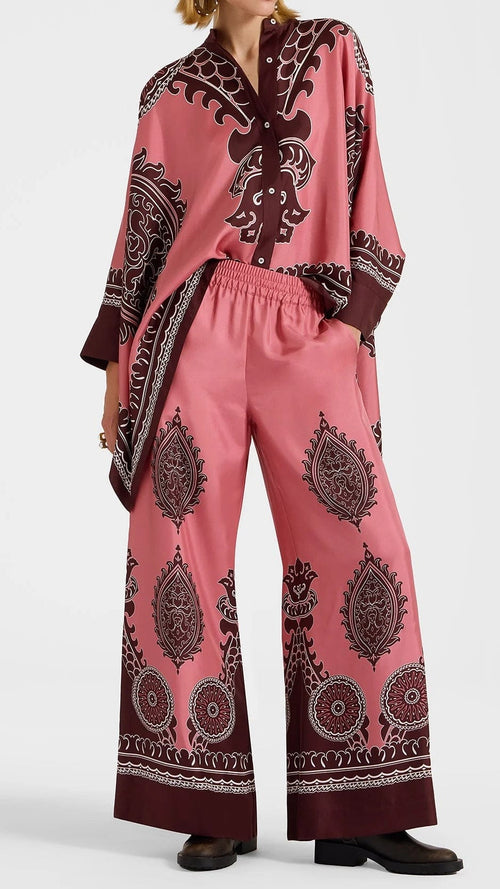 Dusky Rose Roman Silk Blend Co-Ord Set