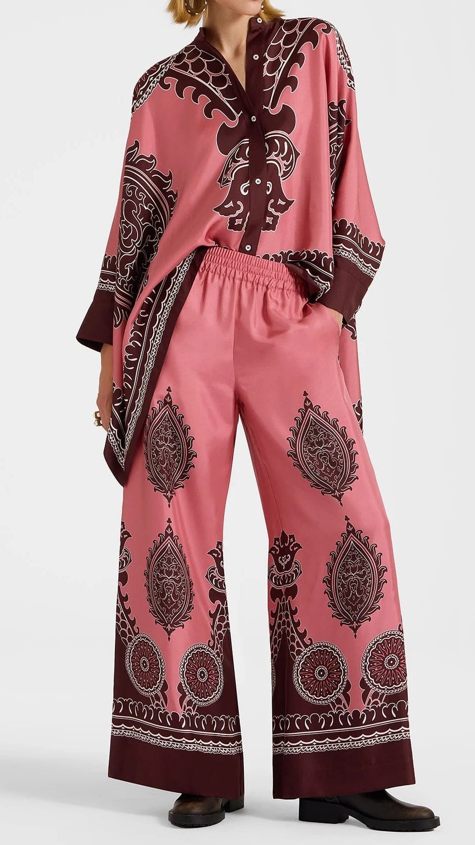 Dusky Rose Roman Silk Blend Co-Ord Set