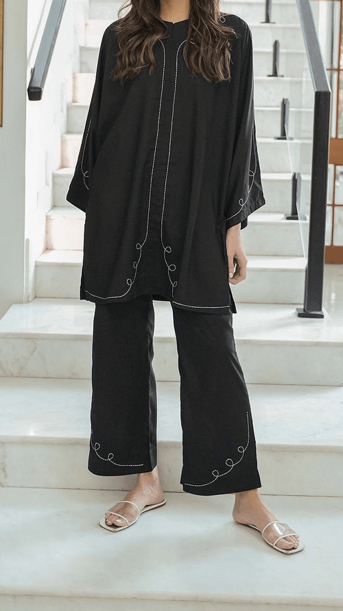 Noir Elegance Italian Cotton  Co-ord Set