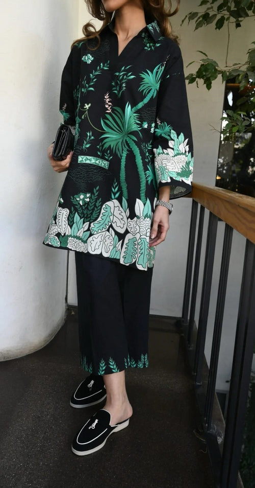 Midnight Jungle Linen Blend Co-Ord Set