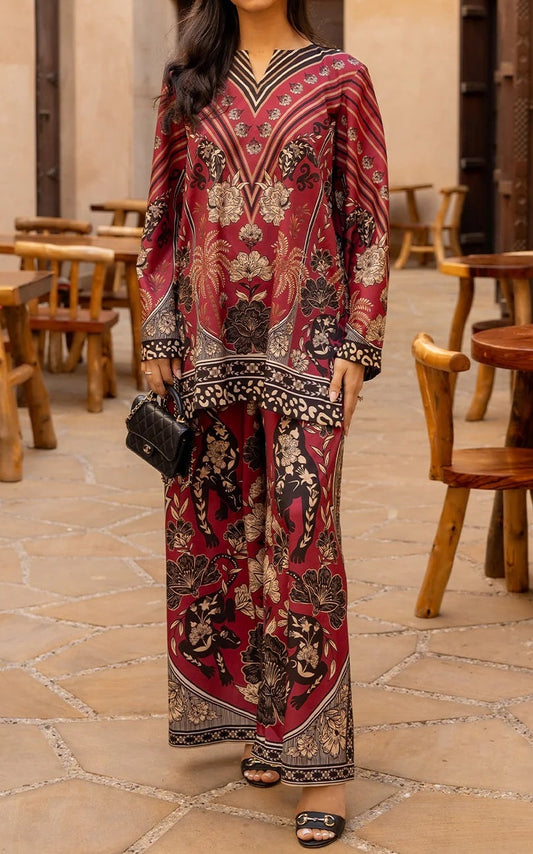 Crimson Luxe – Printed Co-ord Set
