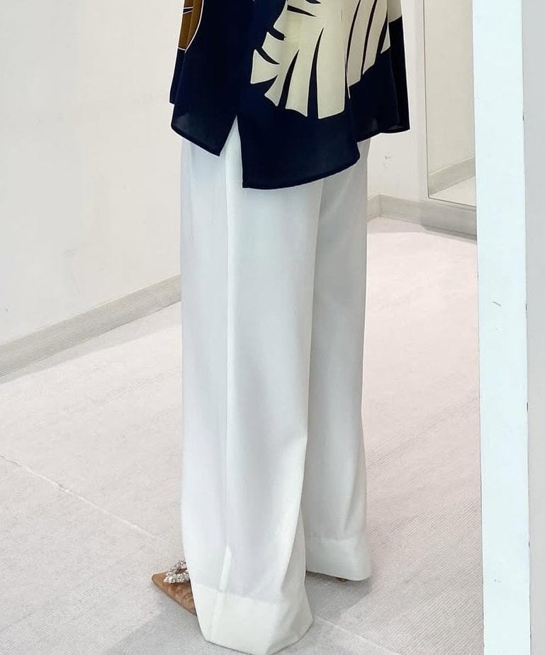 Classic Ivory Heavy Fluid Crepe Wide-Leg Pants