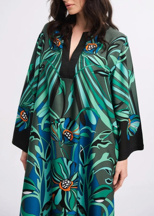 Tropical Print Silk Blend Kaftan