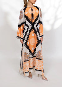 Geometric Floral Print silk Crepe Kaftan