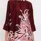 Burgundy Bloom Roman Silk Blend Top