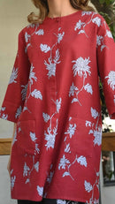 Crimson Bloom Linen Blend Co-Ord Set