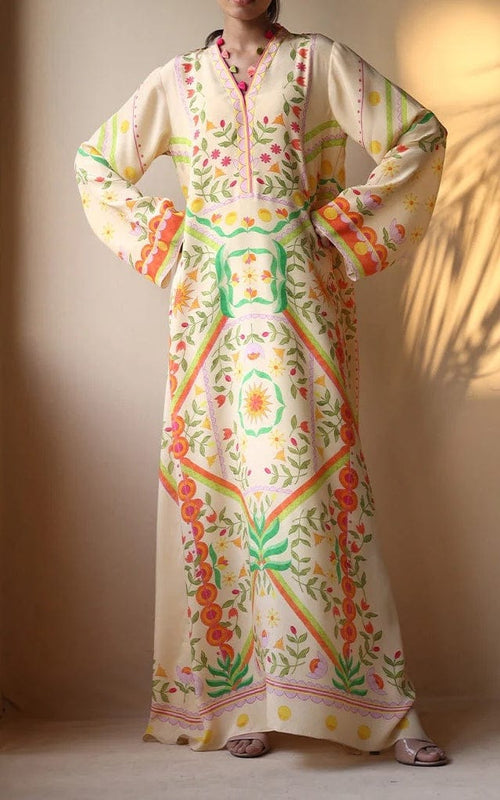 Blooming Grace – Soft Crepe Resham Tassel Dress