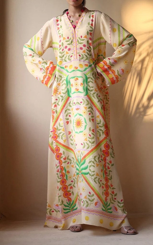 Blooming Grace – Soft Crepe Resham Tassel Dress