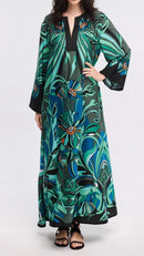 Tropical Print Silk Blend Kaftan