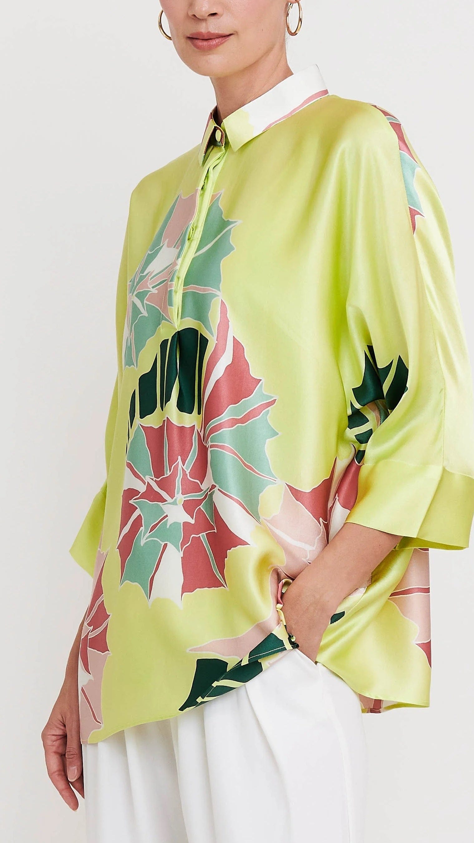 Lush Bloom Roman Silk Blend Top