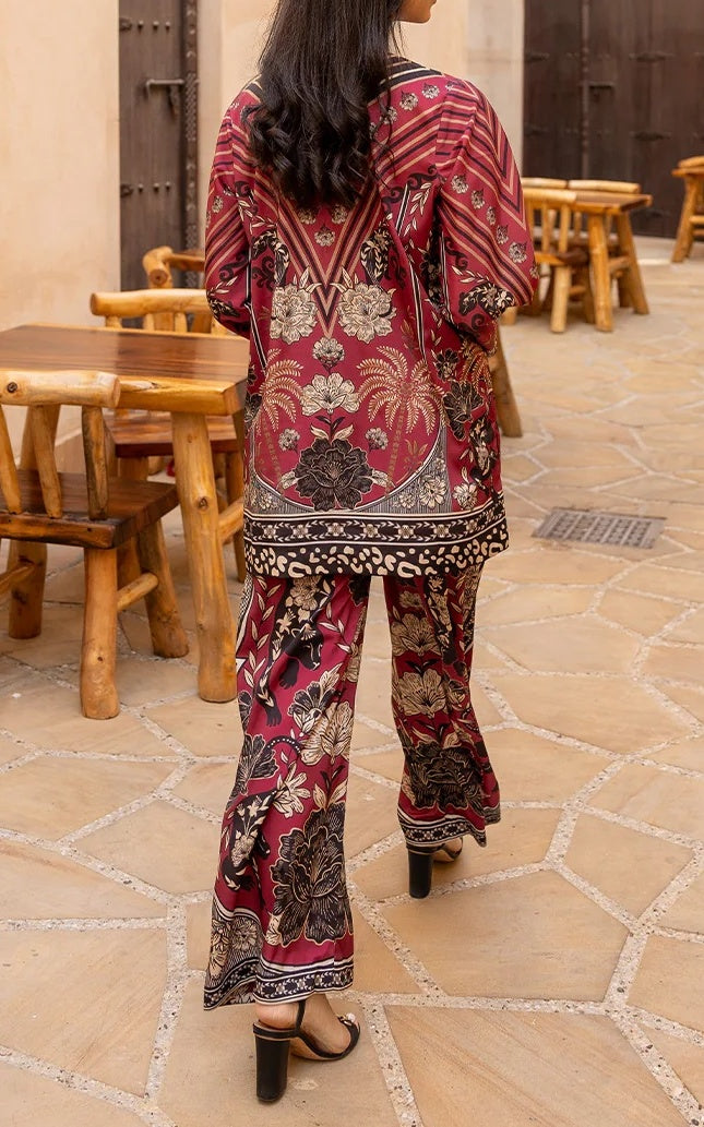 Crimson Luxe – Printed Co-ord Set