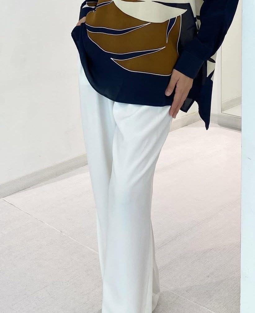 Classic Ivory Heavy Fluid Crepe Wide-Leg Pants