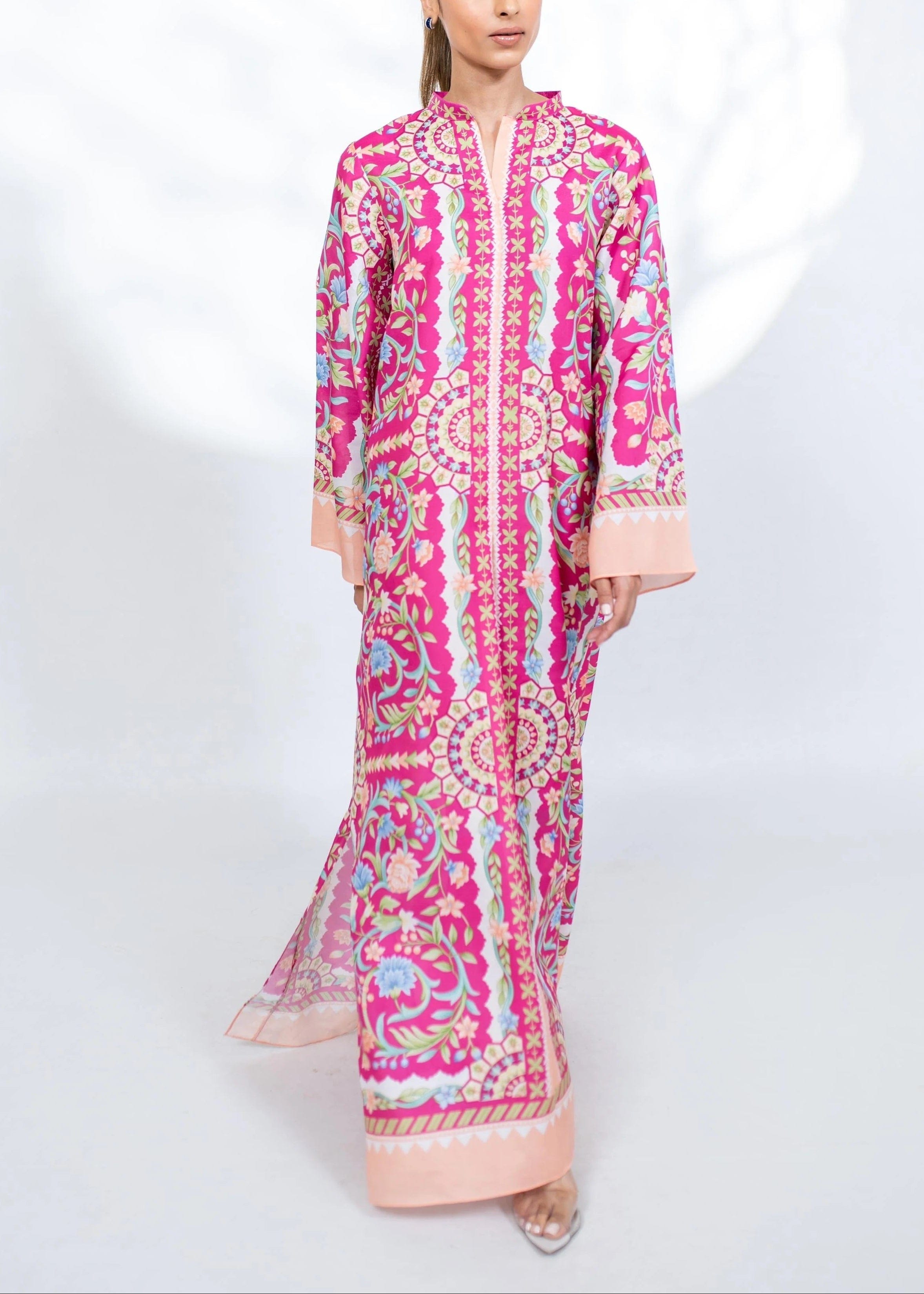 Majestic Bloom Silk Kaftan