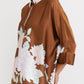 Mocha Bloom Roman Silk Blend Top