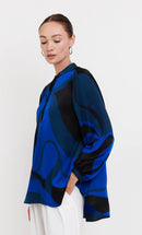 Midnight Waves Roman Silk Blend Top