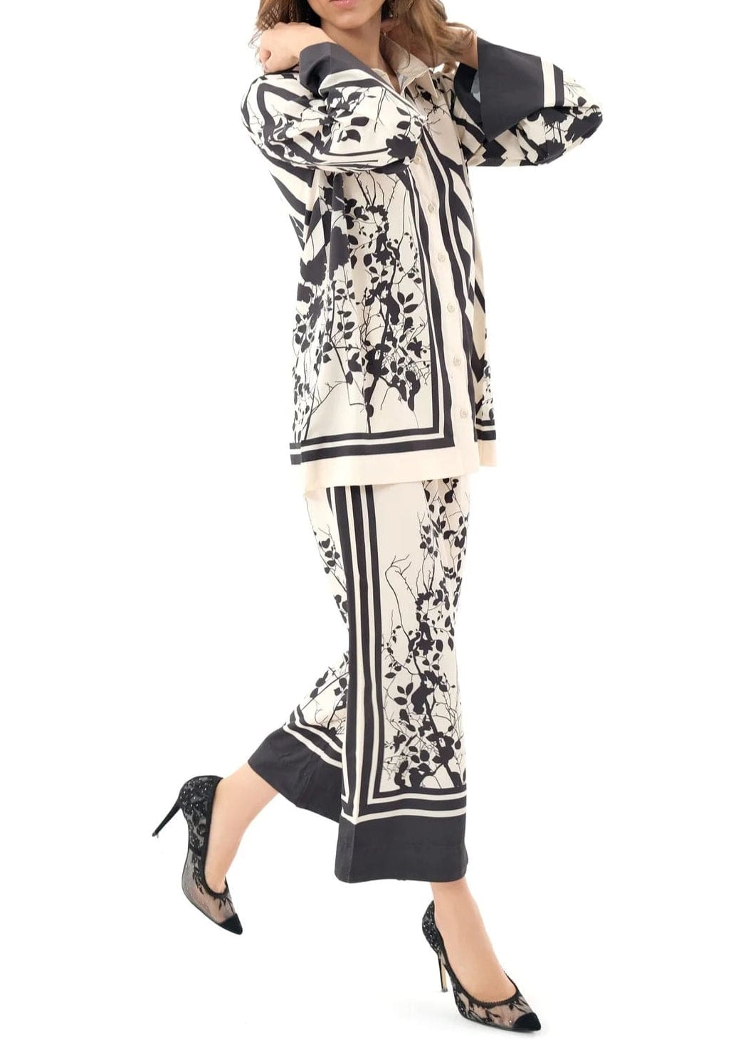 Monochrome Elegance Superior Crepe Co-Ord Set