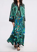 Tropical Print Silk Blend Kaftan