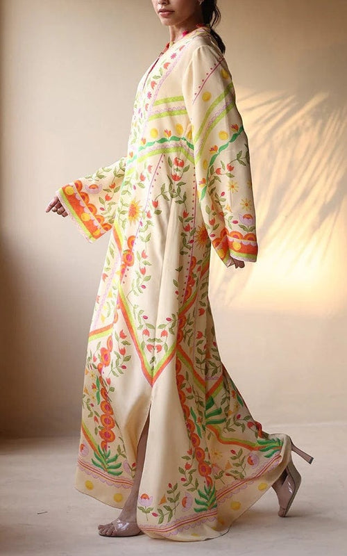 Blooming Grace – Soft Crepe Resham Tassel Dress