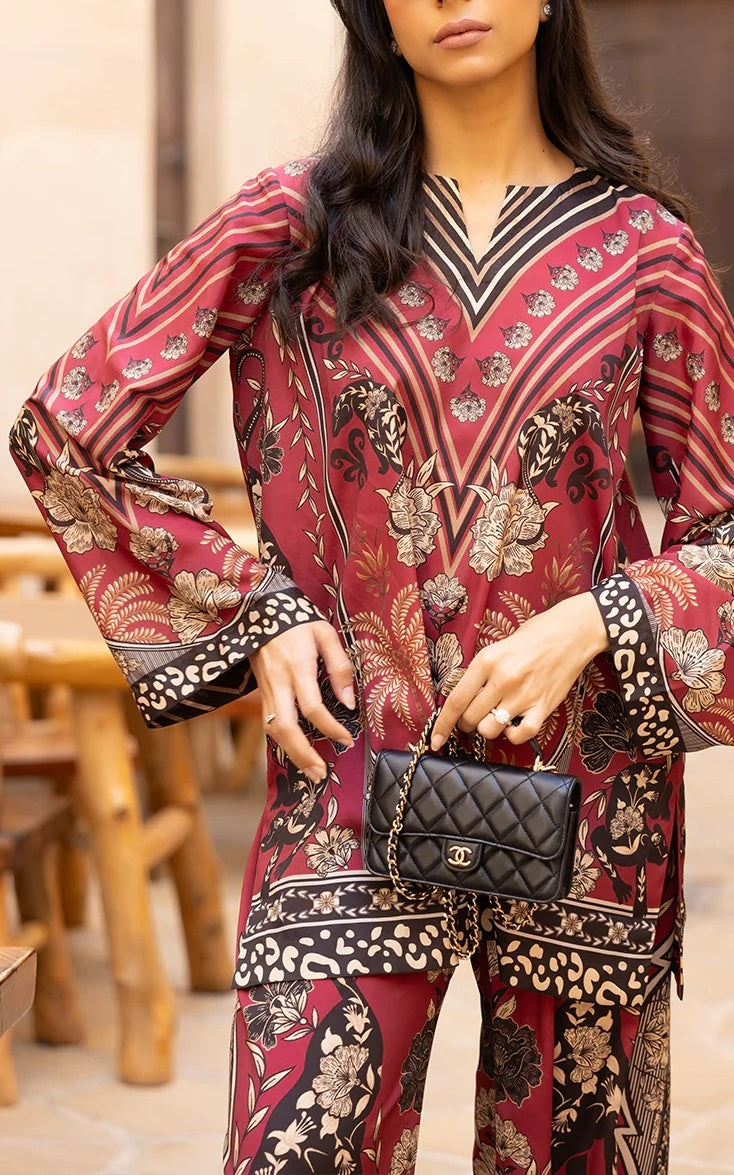Crimson Luxe – Printed Co-ord Set