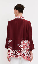Burgundy Bloom Roman Silk Blend Top
