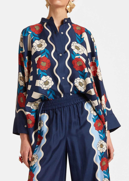 Regal Bloom Roman Silk Blend Kaftan Co-Ord Set