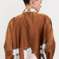 Mocha Bloom Roman Silk Blend Top