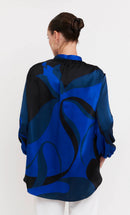 Midnight Waves Roman Silk Blend Top
