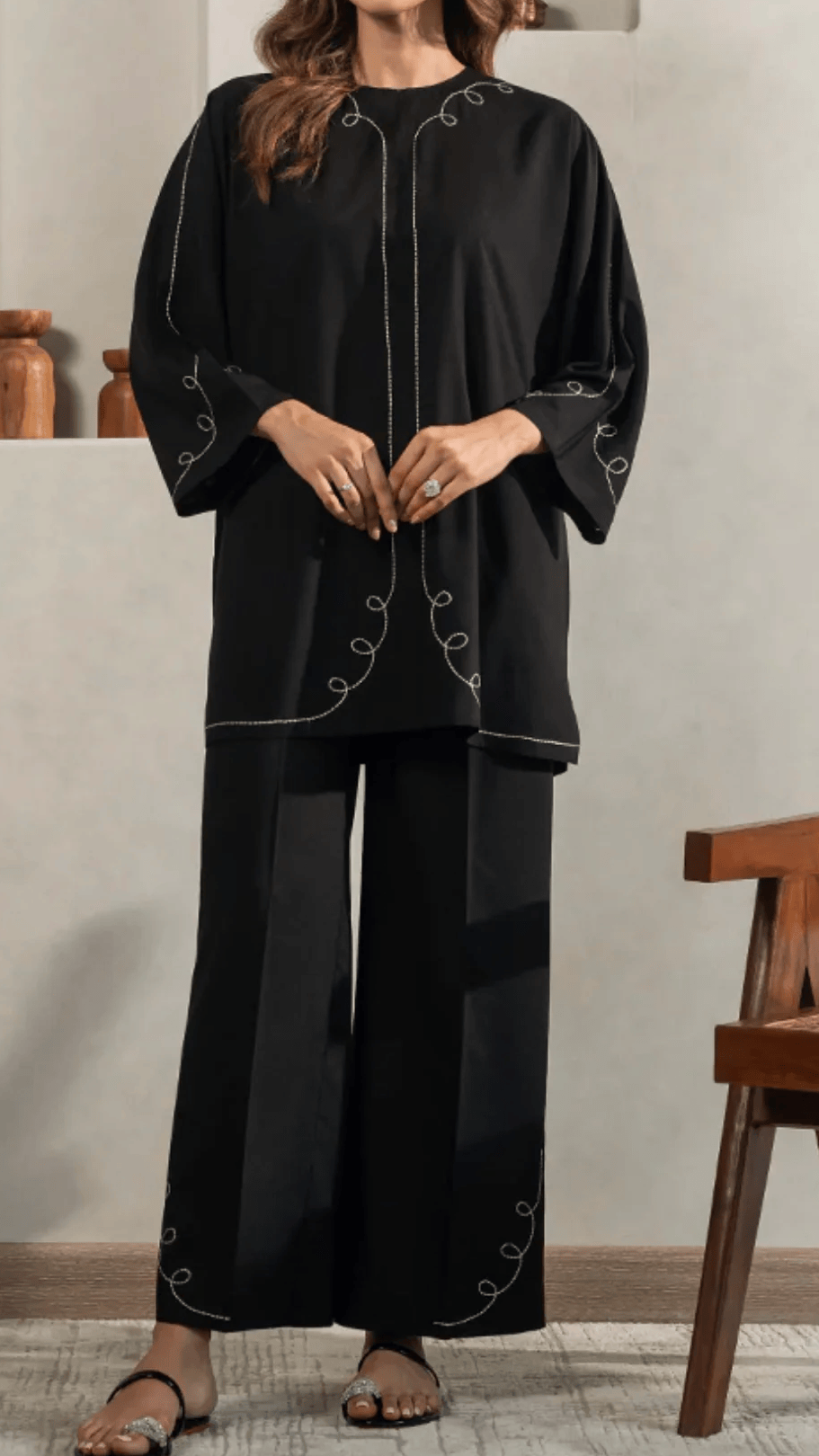 Noir Elegance Italian Cotton  Co-ord Set