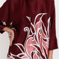 Burgundy Bloom Roman Silk Blend Top