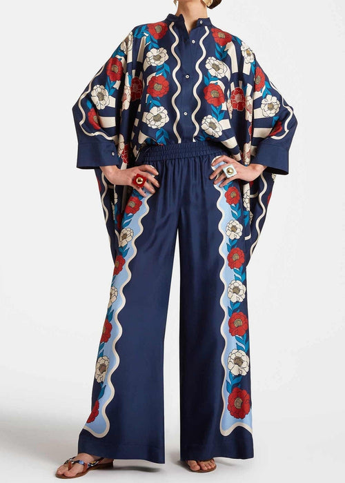 Regal Bloom Roman Silk Blend Kaftan Co-Ord Set