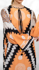 Geometric Floral Print silk Crepe Kaftan
