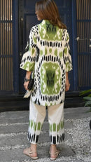 Verdant Ikat Linen Blend Co-Ord Set