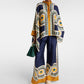 Mediterranean Mosaic Roman Silk Blend Kaftan Co-Ord Set