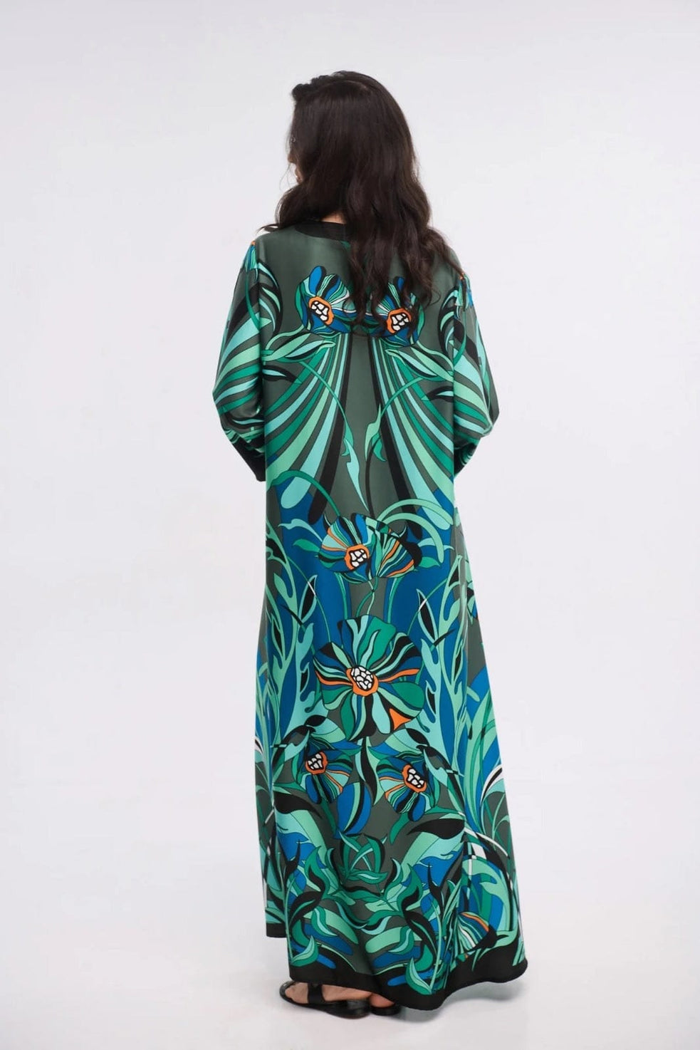 Tropical Print Silk Blend Kaftan