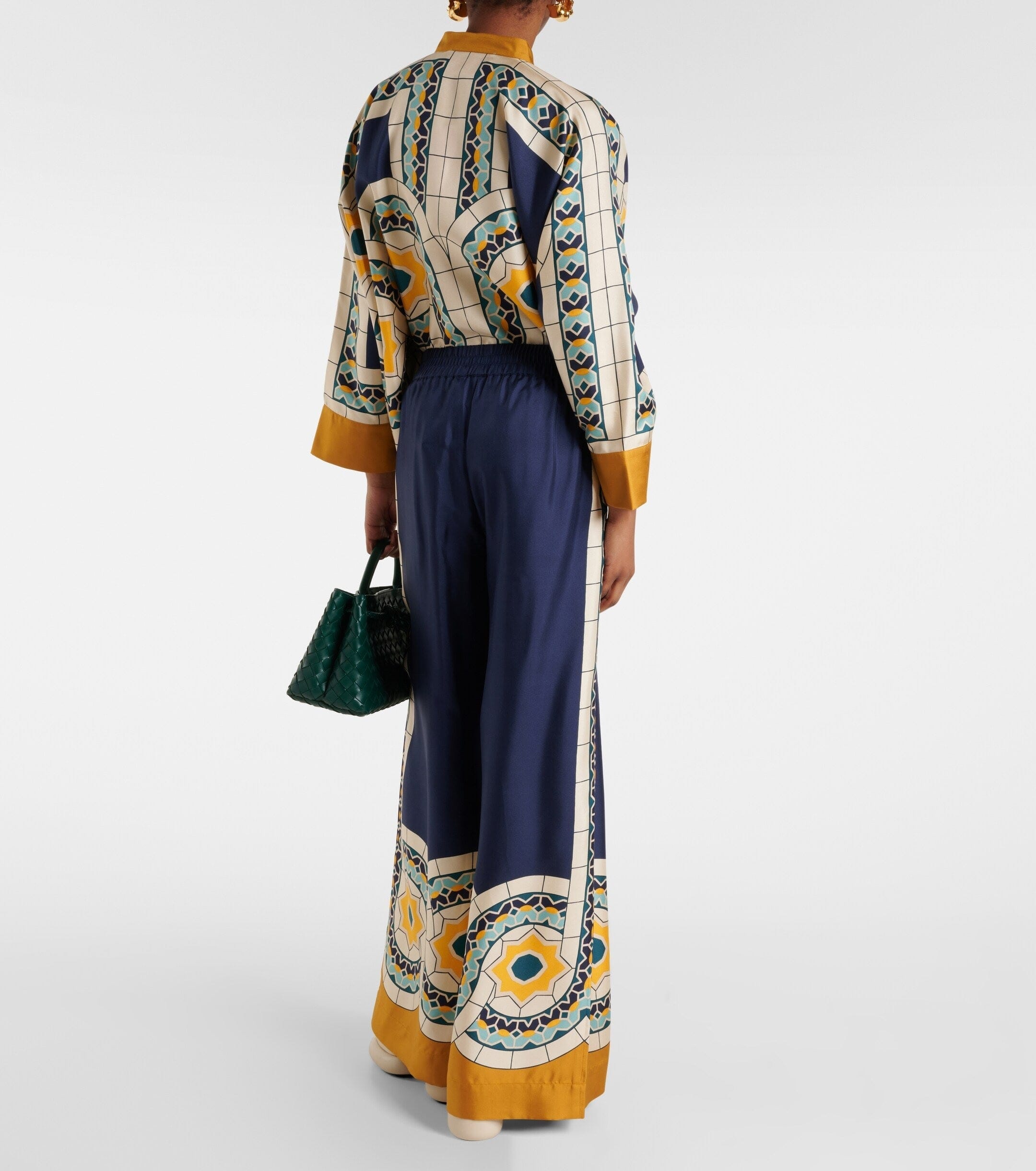 Mediterranean Mosaic Roman Silk Blend Kaftan Co-Ord Set