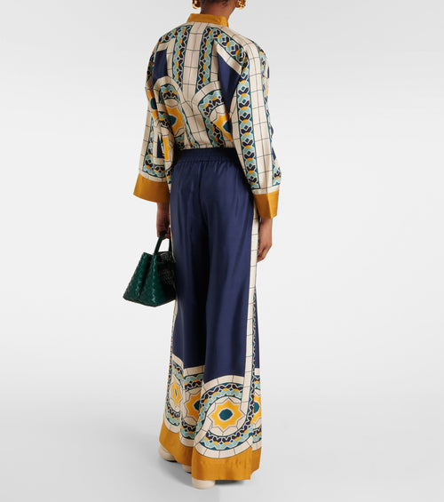 Mediterranean Mosaic Roman Silk Blend Kaftan Co-Ord Set