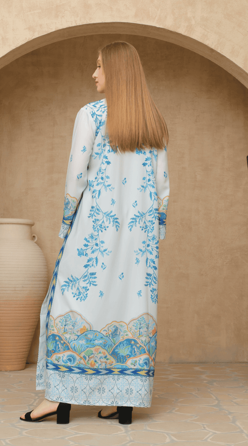 Azure Elegance – Soft BSY Crepe Dress