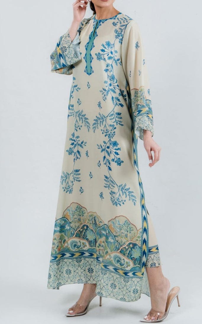 Azure Elegance – Soft BSY Crepe Dress