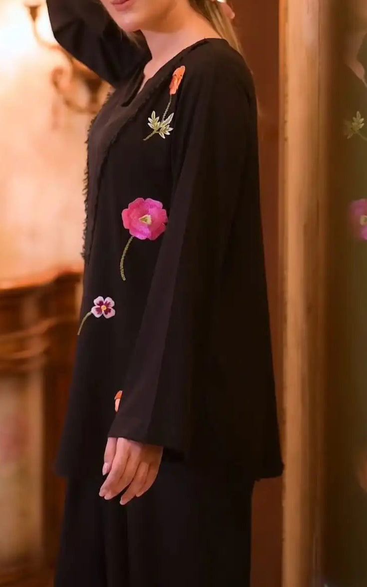Noir Bloom Embroidered Co-Ord Set